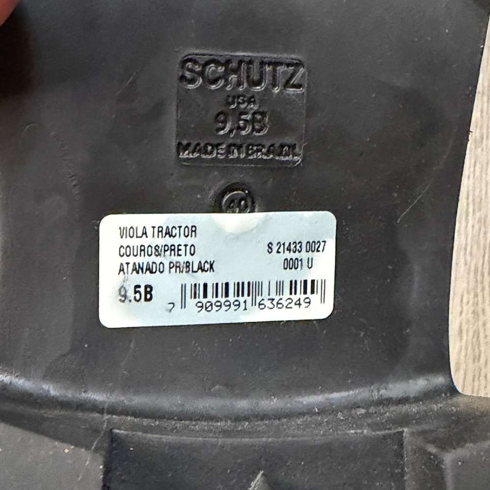 Schutz Leather Lug Loafers Black Viola Tractor 9.5B Y2K Academia Chunky Platform - Picture 5 of 8